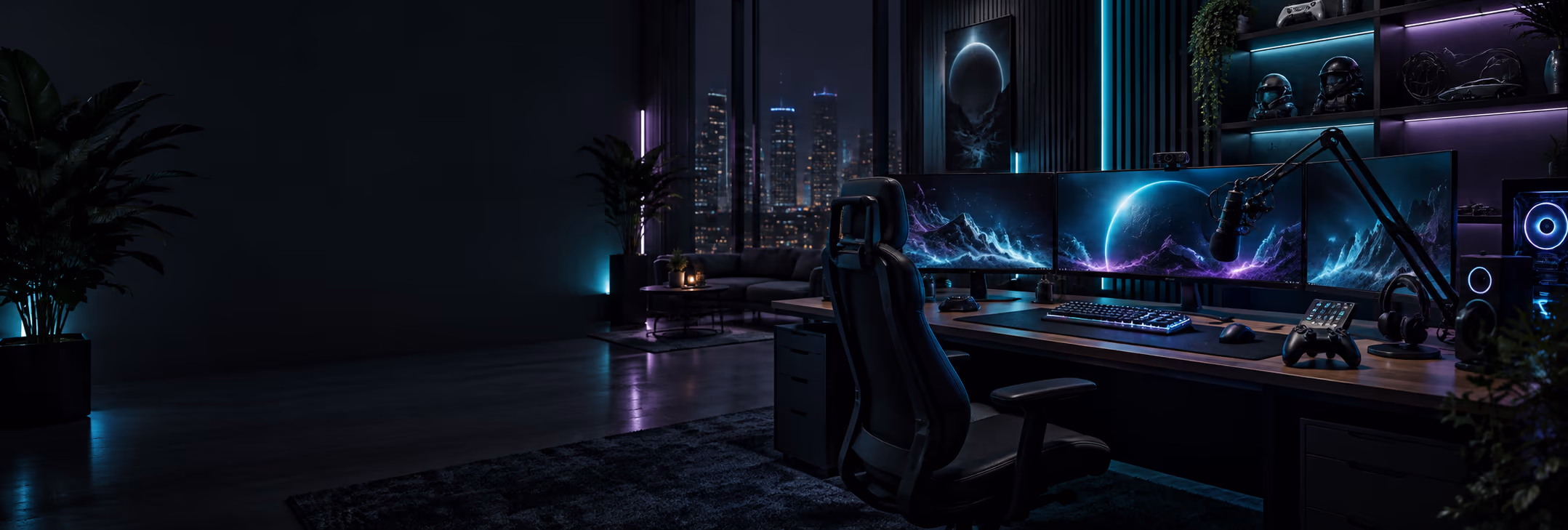An empty NovaKore gaming and creator studio