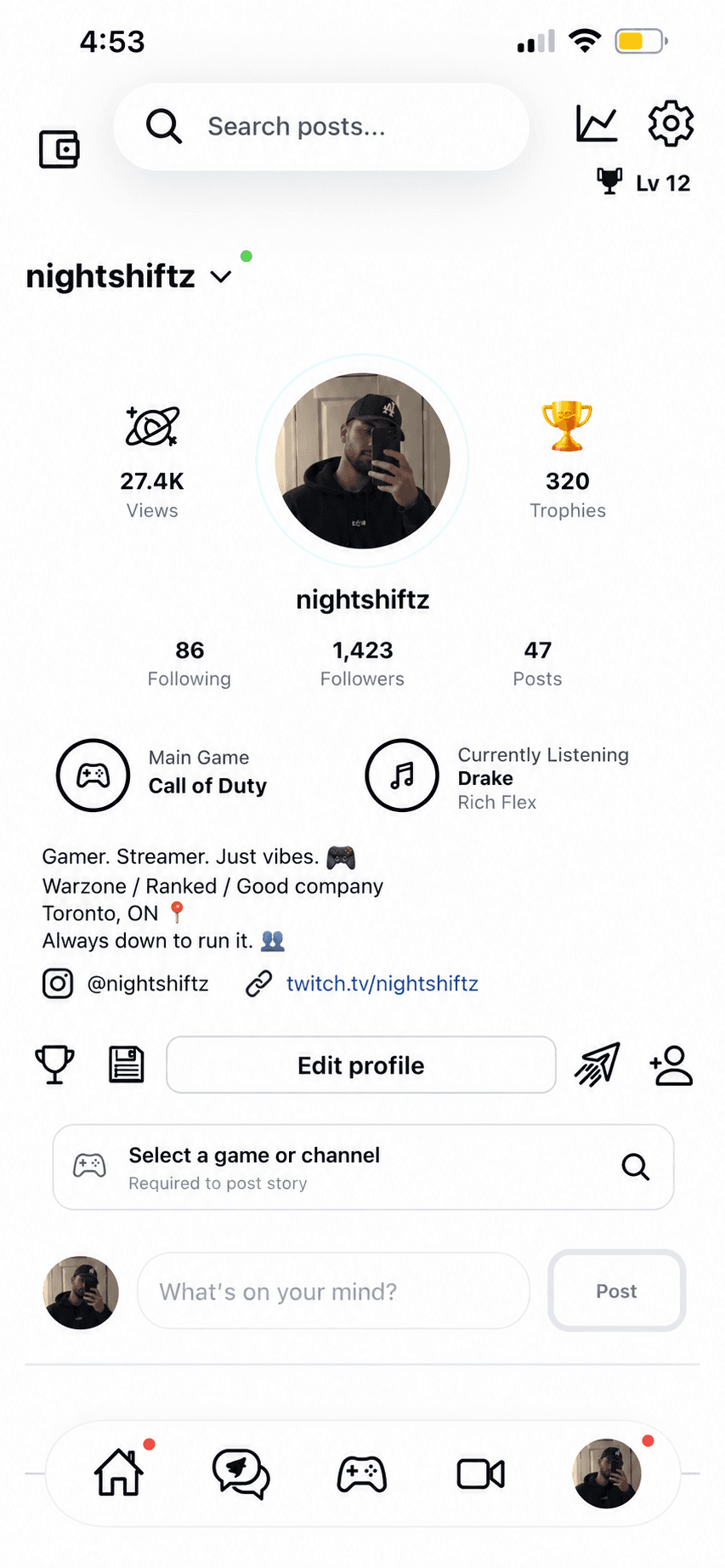 NovaKore app profile preview