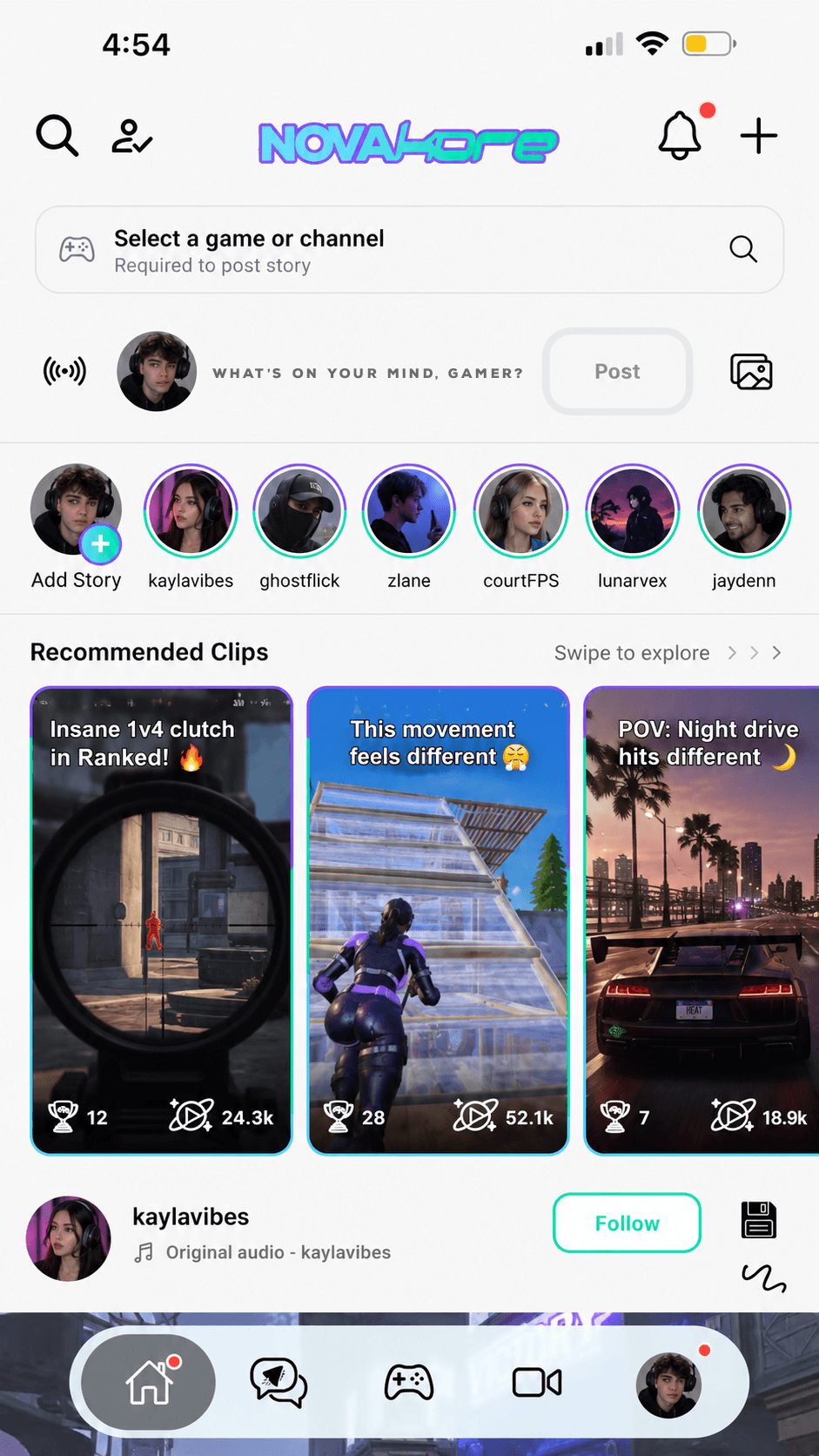 NovaKore app feed preview